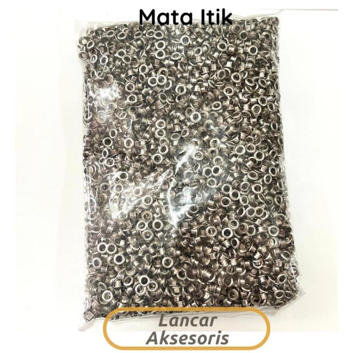 

Isian Mata Ayam 5 mm 7 mm Nikel Perak Silver Harga Per Pack isi 5000 pcs / Mata Itik Refill Eyelet