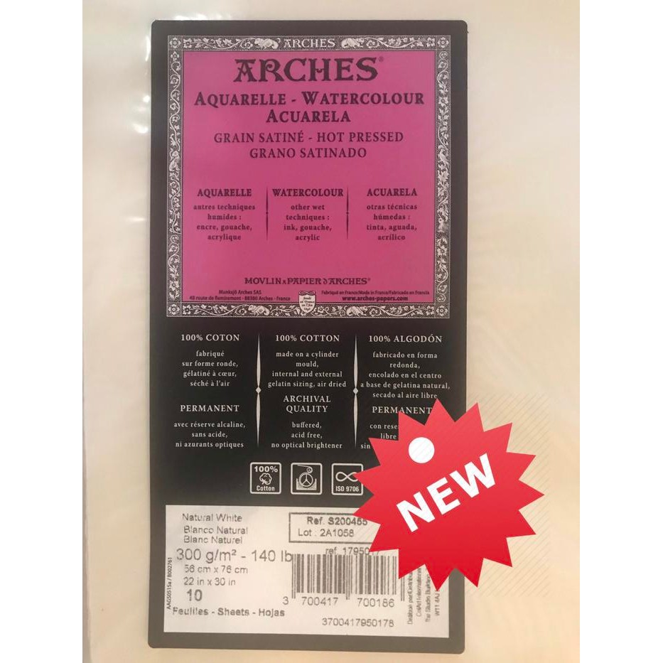 

A4 21x28cm Arches Paper/Kertas Arches Watercolor Hot Press