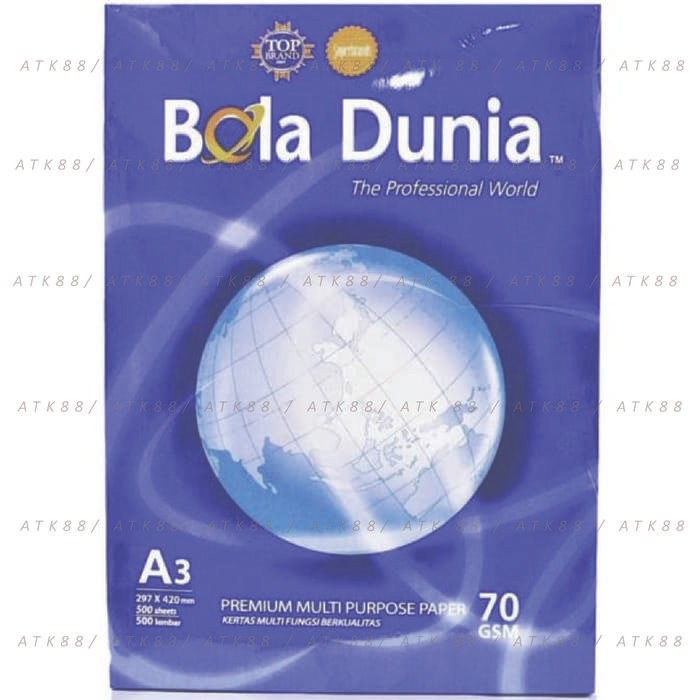 

KERTAS HVS BOLA DUNIA A3 70GR GRAM