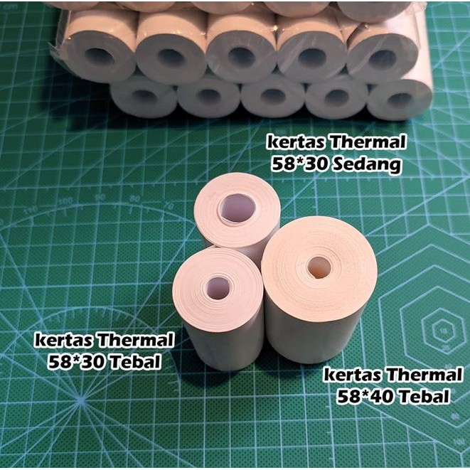 

20 PCS KERTAS THERMAL 58MM KUALITAS BAGUS TEBAL 58X30 / 57X30 ECER CORELESS TANPA TULANG LEBIH