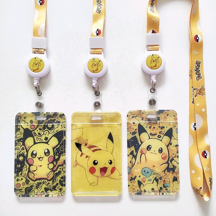 

ID Card Holder Name Tag Lanyard Badge Reel / Kalung Wadah Kartu Identitas E-money Pikachu Pokemon