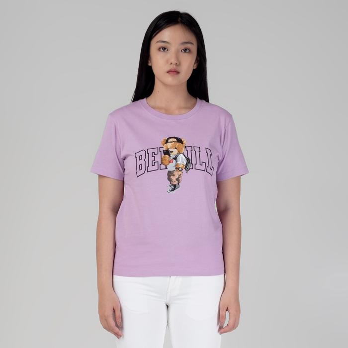 Benhill T-shirt Kaos Wanita Grafis Katun 30s Combed Lengan Pendek Lilac 611-29886 Baju Nyaman