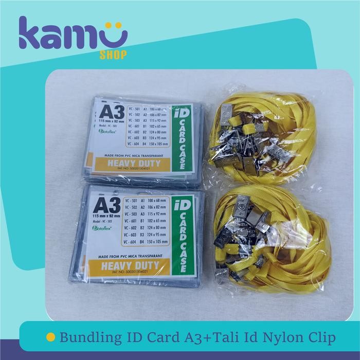 

BUNDLING ID CARD A3 + Tali ID Nylon Clip ( NYL ) - [ 40 Pasang ]