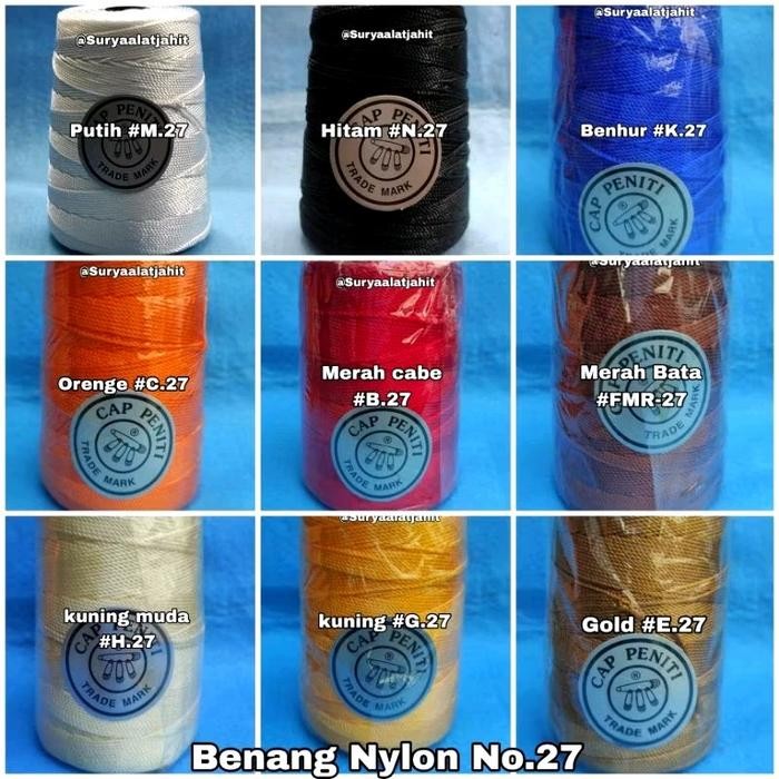 

Benang nylon cap Peniti No.27 @400y harga u 1rol