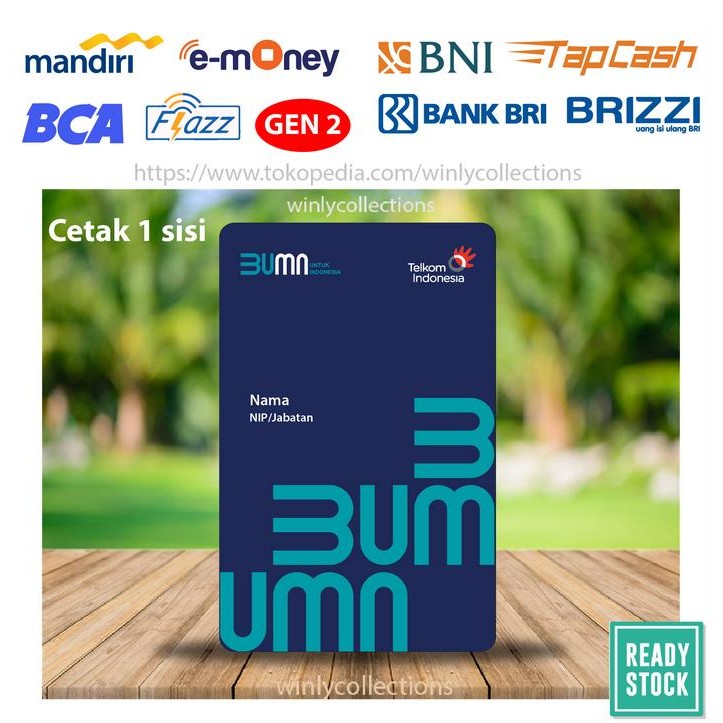 

Emoney Etoll MANDIRI BCA BNI BRI Edisi Kartu ID CARD TELKOM - 1 SISI
