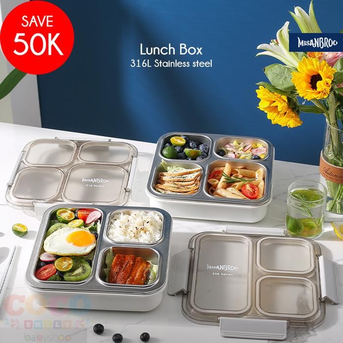 MISANBROO 316 Stainless Steel Insulation Lunch Box Kotak Makan