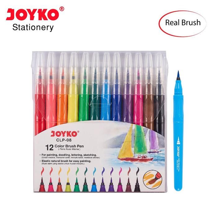 

Joyko Color Brush Pen CLP-08 12 Warna CLP08 Elastic Natural Pena Kuas
