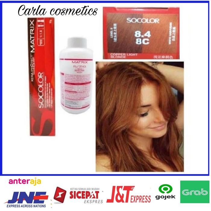Terlaris Cat Rambut Matrix Socolor 8.4/8C + Oxidan'T Matrix Ready