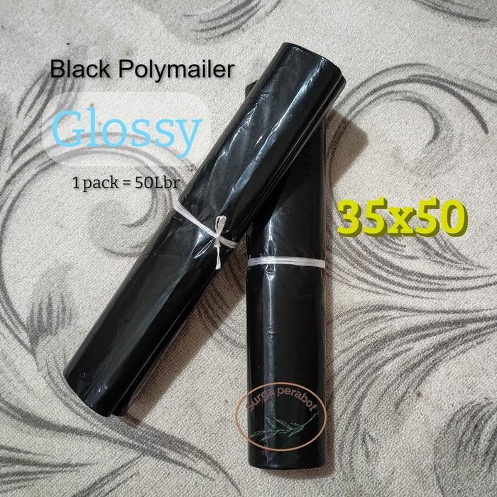 

POLYMAILER 35X50 HITAM POLOS GLOSSY POLIMAILER PLASTIK AMPLOP OLSHOP KODE 190