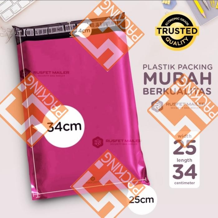 

PLASTIK POLYMAILER POLIMAILER AMPLOP PACKING ONLINE PINK MURAH 25X35 KODE 745