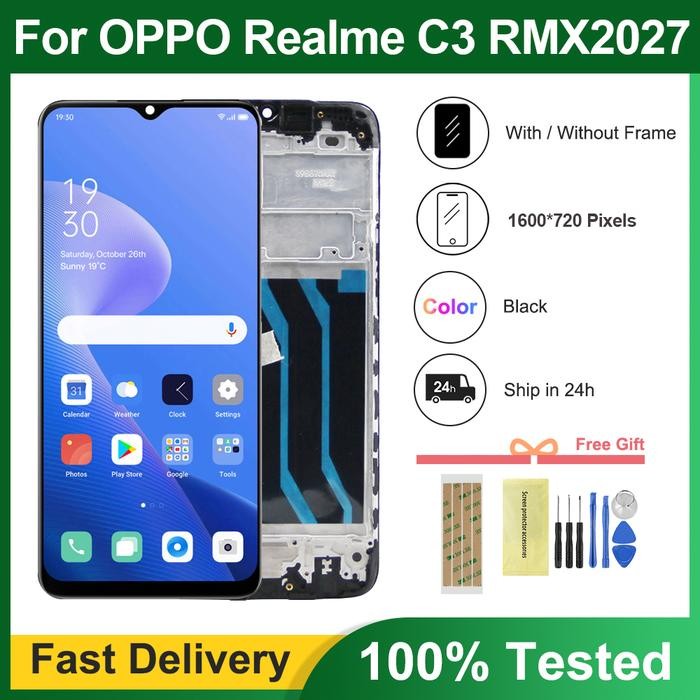 6.5'' LCD For Realme C3 RMX2027 RMX2021 RMX2020 LCD Display With Frame Digitizer Touch Screen For OP