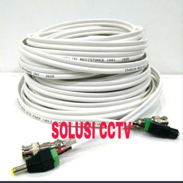 Kabel Cctv 20 Meter Rg 59 + Power Konektor Lengkap