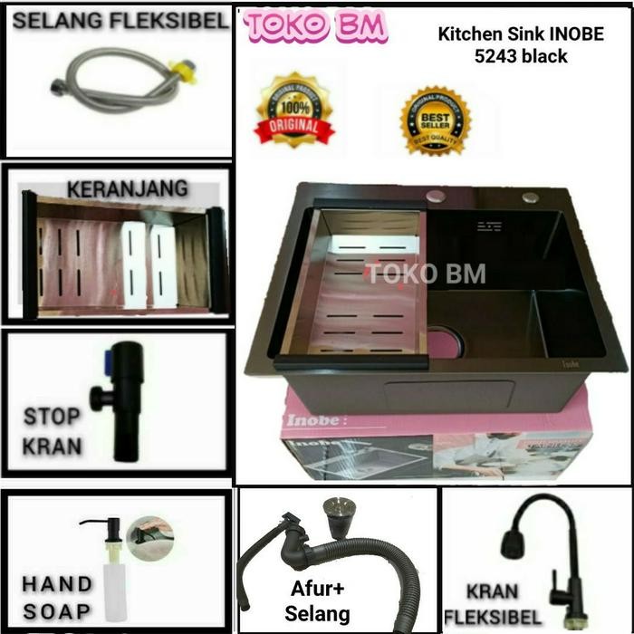 7WIU Kitchen Sink Jkm 5243 Hitam Doff/Sink Jkm 5243 Black Stainless Sus 304