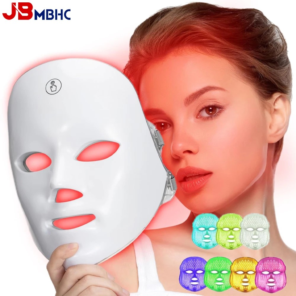 Rechargeable Facial LED Mask 7 Color Pdt Photon Therapy Firming and Whitening Skin Beauty Face Machi