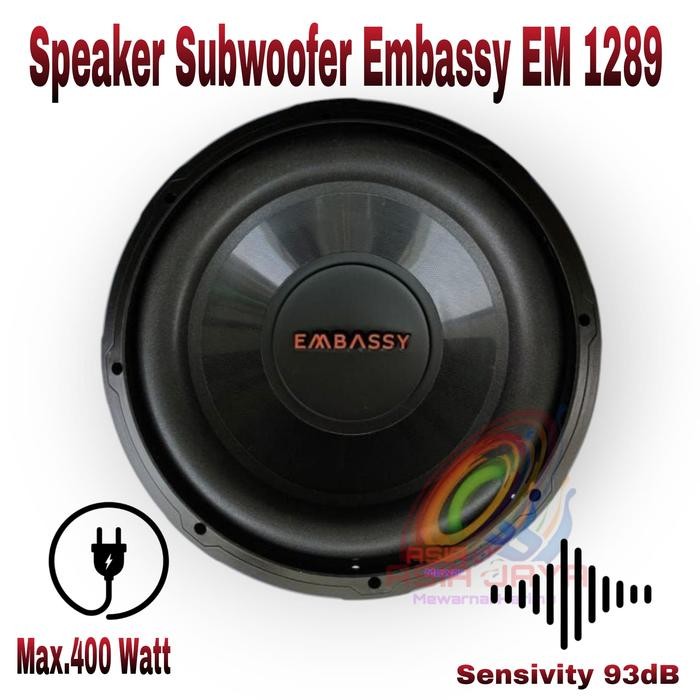 Speaker Subwoofer 12 inch Embassy EM1289 EM 1289 Speaker