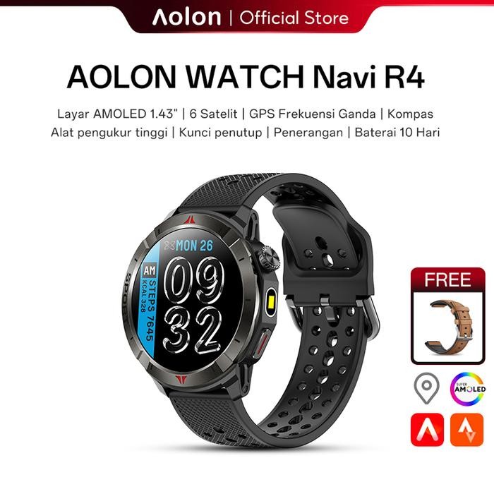 Aolon Navi R4 Gps Smartwatch 466*466 Amoled Screen Dual Gps 6 Satellite Positioning Jam Tangan With