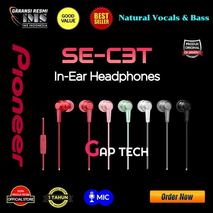Pioneer SE-C3T / SEC3T / SE C3T In-Ear Headphones with Microphone Original