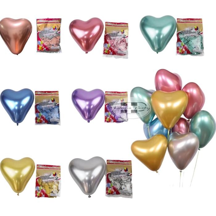 Balon Latex Metalik Chrome Love / Latex Love Chrome 12inch (isi 50pcs)
