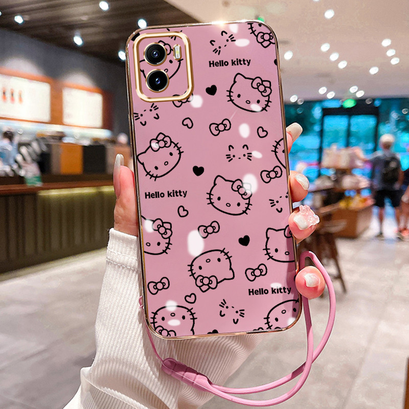 Casing Hp Untuk VIVO Y15S Y15A Y01 Case Casing Gambar kartun HP Cesing Silikon Softcase disepuh tali