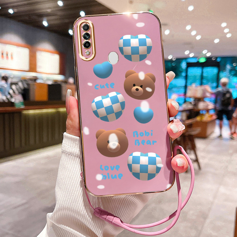 Casing Hp Untuk OPPO A31 A8 Case Casing Beruang Cinta HP Cesing Silikon Softcase disepuh tali Kasing