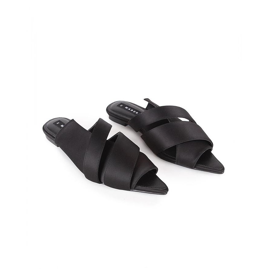 Mader - Open Toe Mules Satin Black