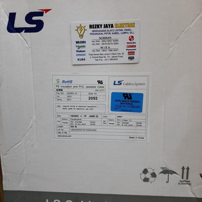 Kabel Awg 18 Ls Cable And Systime1Pair Isi 2