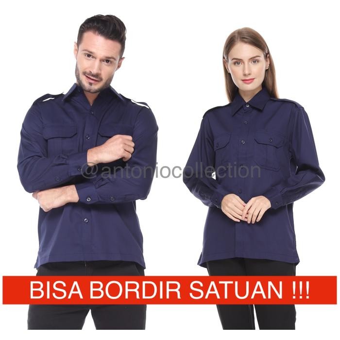 B13J Baju Pns Biru Dongker Navy Lengan Panjang , Baju Pdh Biru Dongker Navy , Baju Asn Biru