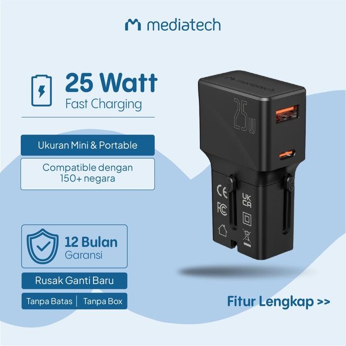 Mediatech Mini Universal Travel Adaptor Mt-808 / Pocket Travel Charger