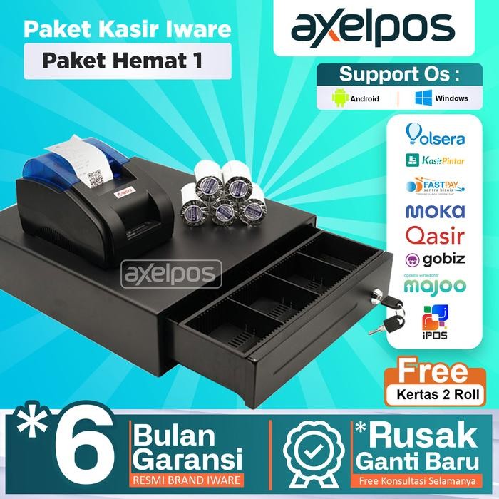 

DKF9 Paket Mesin Kasir Android Printer Bluetooth Cash Drawer Laci Kasir