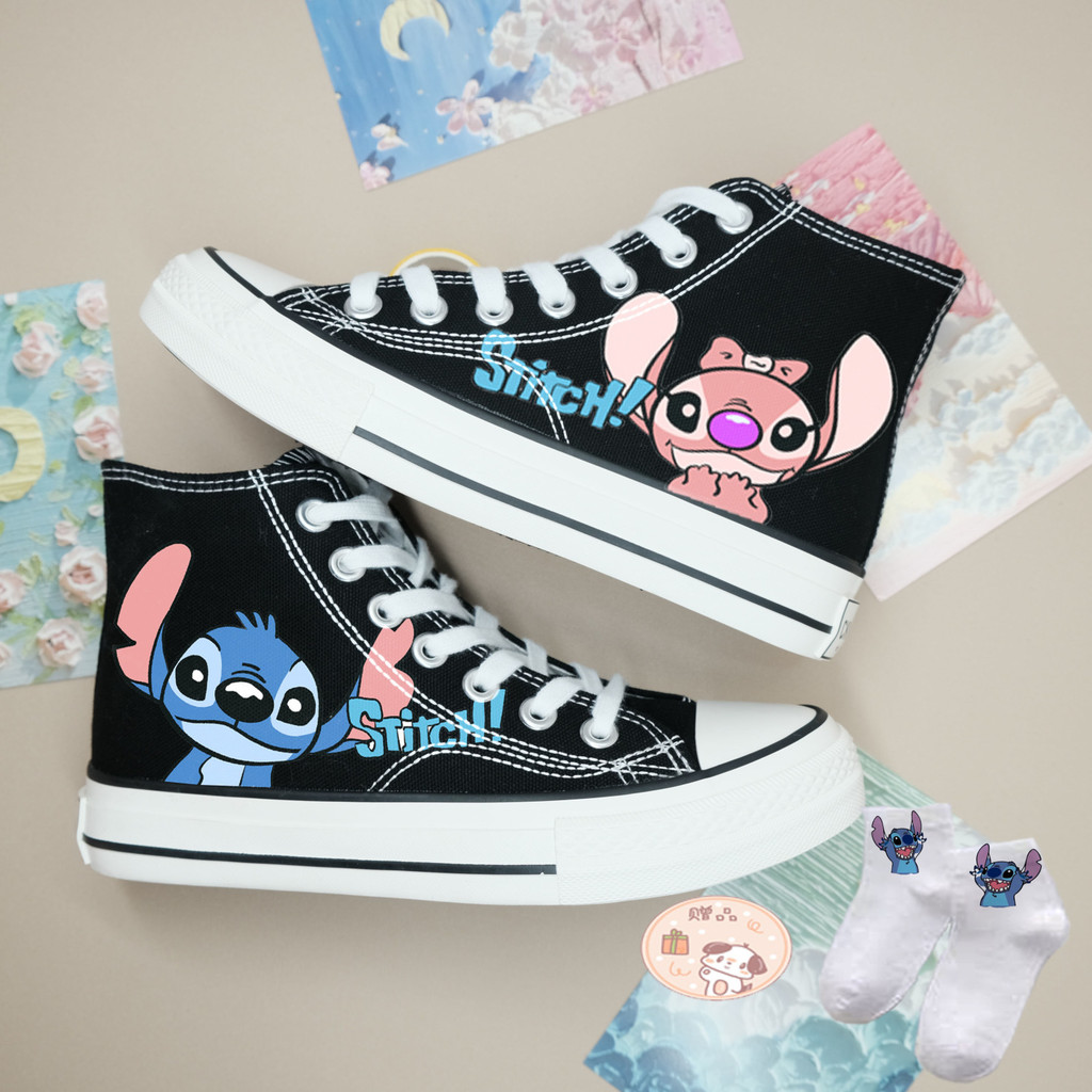 Stitch Canvas Shoes for Girts Kawaii Cartoon Little Monster Pattern Shoes Fashion Casual Sports Low 