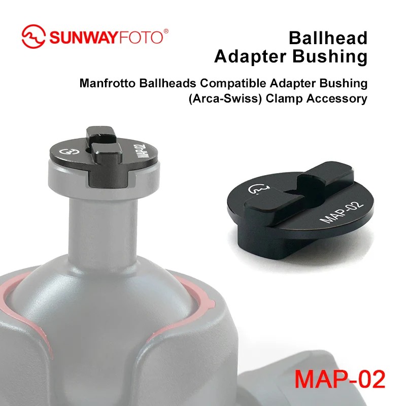 SUNWAYFOTO MAP-01 Ballhead Adapter Bushing for Manfrotto / Gitzo Tripod Heads for Clamp Replacement 
