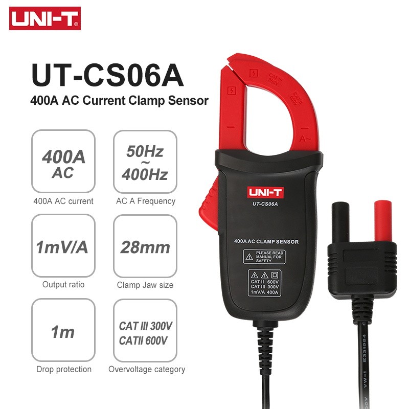 UNI T AC Current Clamp Sensor UT-CS06A 400A Current Measuring Pliers Ammeter Suitable For UT61E+ UT1