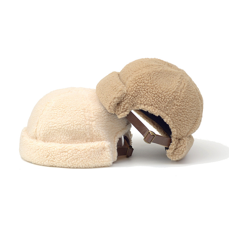 Unisex Winter Thick Docker Sailor Biker Cap Streetwear Pumpkin Vintage Navy Brimless Hat Melon Sailo