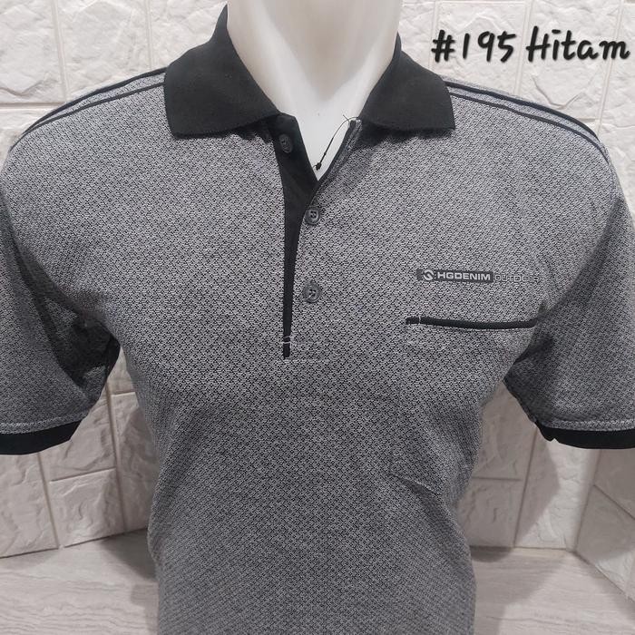 #195 Kaos Kerah Pria Dewasa Saku/Kantong Motif