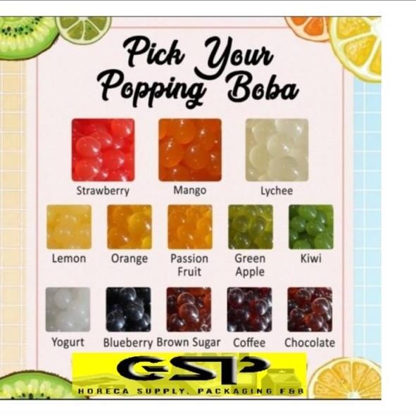 

NWFK Popping Boba Berbagai Rasa Coating Juice 3.2Kg Per Pail Import Taiwan
