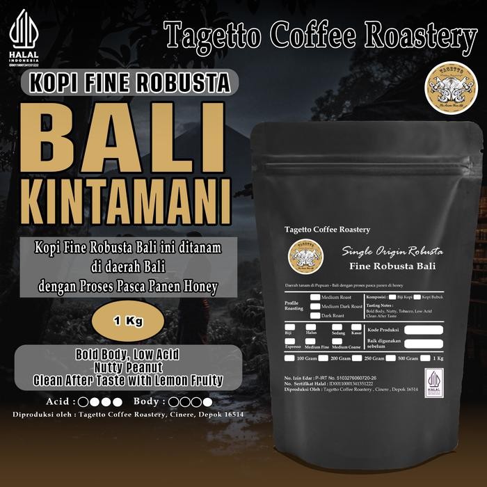 

8SXE Biji Kopi Fine Robusta Bali 1Kg - Honey Process Bean Ground Bubuk 1 Kg Tagetto Coffee