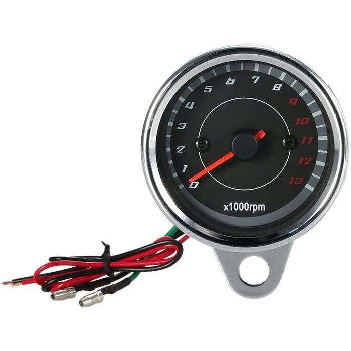 TERLARIS Tachometer Jarum Motor Mobil / Speedometer Fuel Plus Rpm Motor Bulat Chrome / Rpm Meter