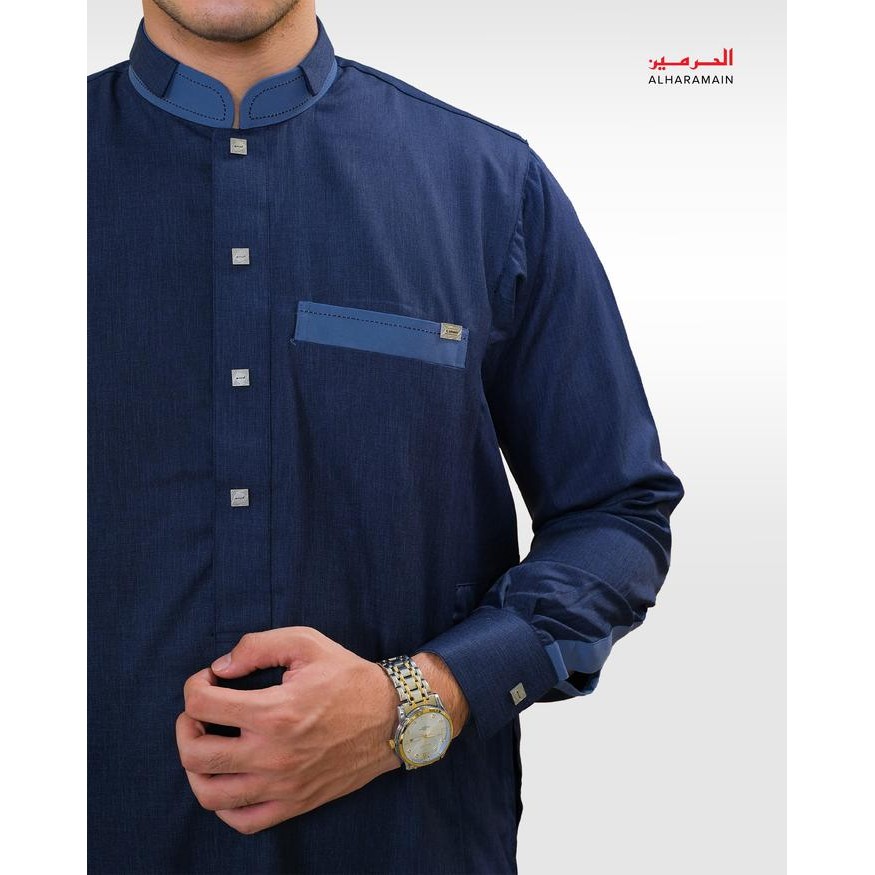 Al Haramain Jubah / Gamis Pria Remaja & Dewasa Premium Wol (Igh 003) Hitam Abu Abu Tua