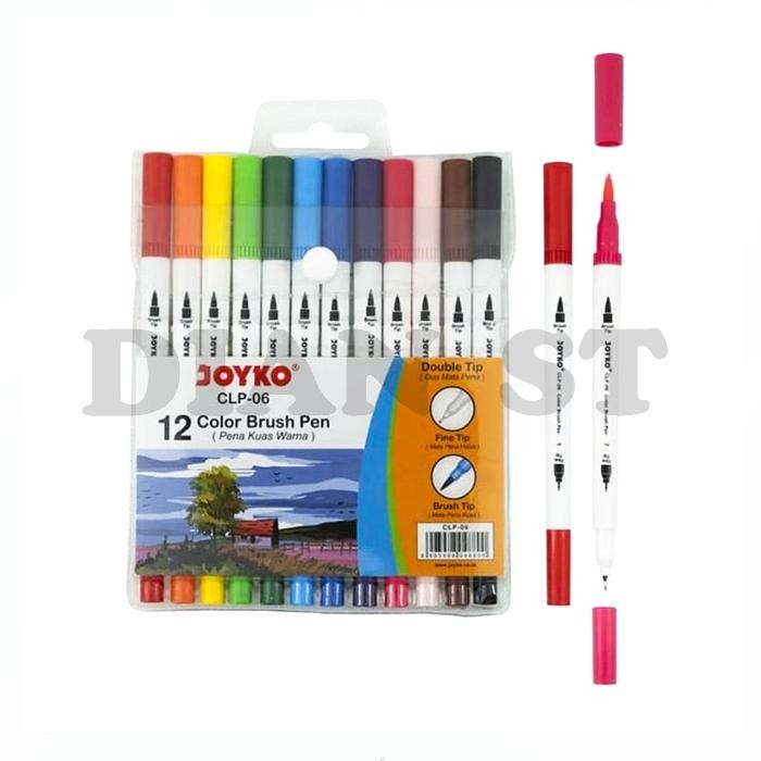 

12 Color Brush Pen / Pena Kuas 12 Warna Joyko CLP-06 - shet