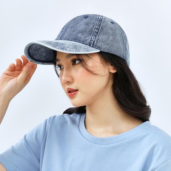 OHSOME Unisex wash old vintage Topi Baseball Cap Bisbol Washed Polos Pria Wanita/denim abu-abu