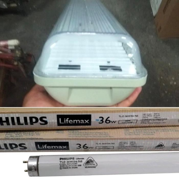 Unik Kap Lampu Waterproof 2X36 Set Lampu Neon Tl 36 Watt Philips