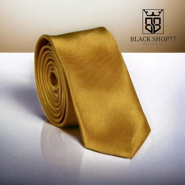 Dasi Pria Dasi Panjang Dasi Satin Polos Emas/Gold 3 Inchi *