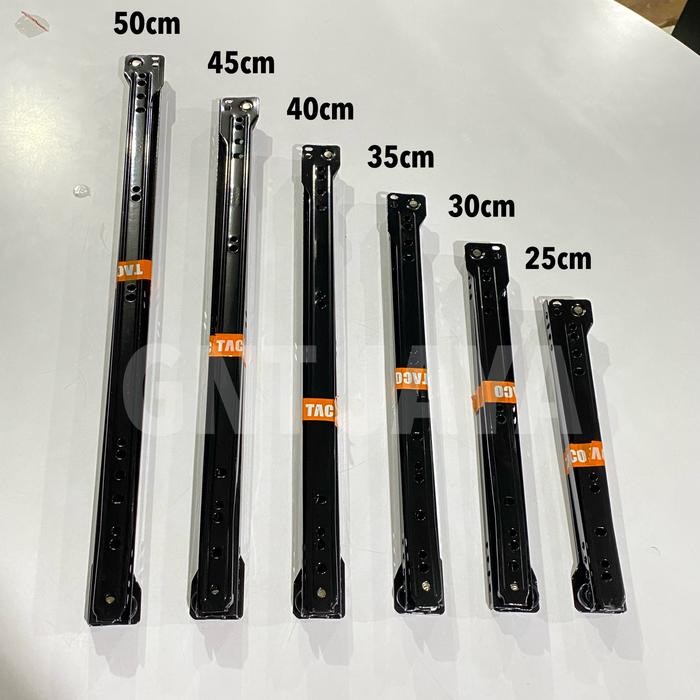 (Expert) Rel laci merk TACO 1Pasang warna hitam Rel laci lemari taco