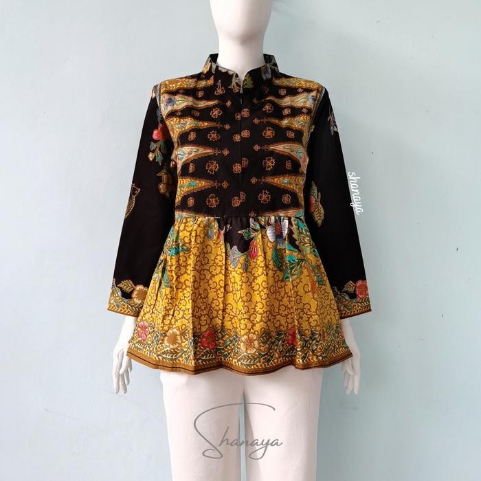 Shanaya Baju Batik Wanita Blus Sasirangan Peplum Atasan Batik Modern Batik Kerja Wanitaanan Modis