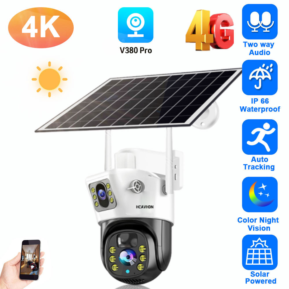 4K 4G Sim Solar Wireless Surveillance Camera Outdoor CCTV PTZ Camera
