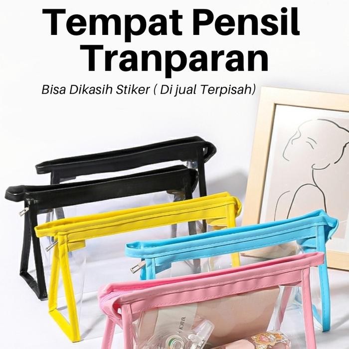 QZPI Tempat Kotak Tepak Pensil Transparan Korea Tas Make Up Kosmetik Pc0013