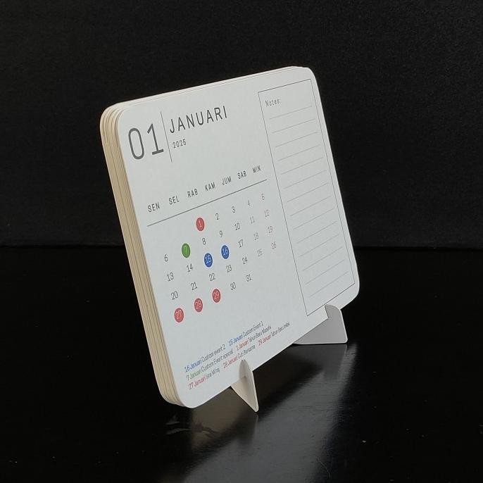 

Kalender meja estetik dan unik dengan fitur notes dan custom event. Sudah ada hari libur dan pembeli