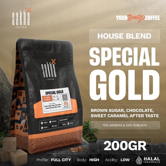 

Terlaris - Kopi Special Gold Blend Coffee Roast Bean Espresso Roasted Beans Biji Bubuk 200 Gram