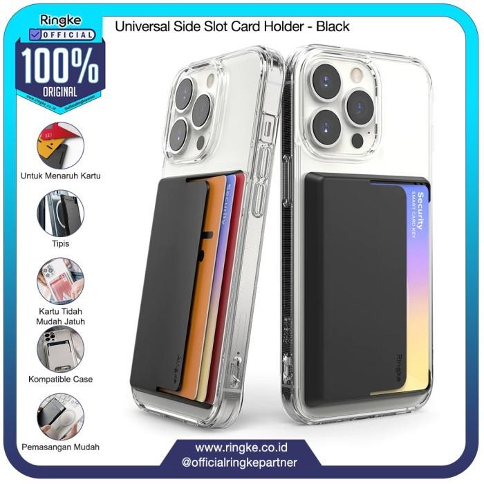 

Ringke Universal Side Slot 3 card Holder Black Tempat Kartu Tipis