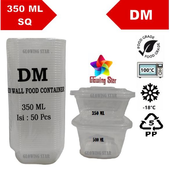 6KXY Isi:25Set Thinwall Dm 350Ml Sq Thinwall 350Ml Kotak Persegi Kotak